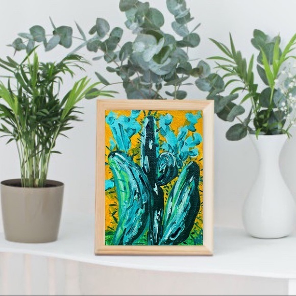 Cactus Painting Desert Original Art Canvas Impasto - Picture 6 of 10